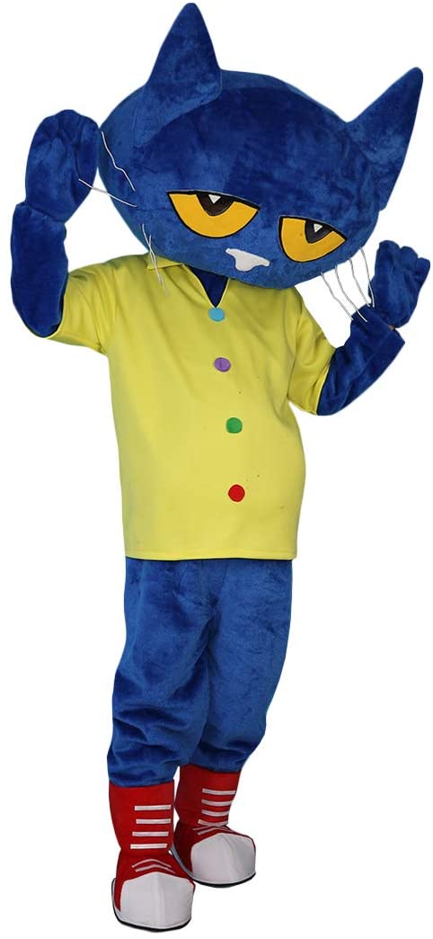 Mascot Costumes Blue Cat Cartoon Costume Mascot Plush with Adult Party Halloween Christmas Dress Up Mask-image-748266815