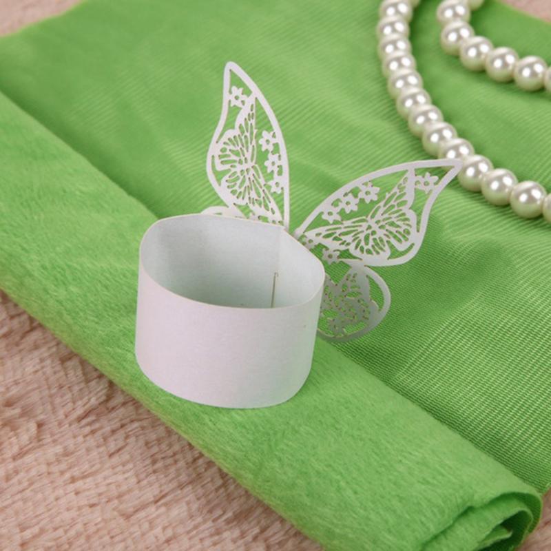 

50pcs Napkin Butterfly Ring Paper Holder Table Party Bridal Wedding Favors