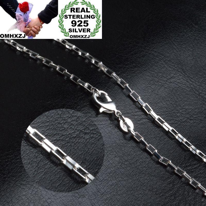 

OMHXZJ Wholesale Personality Fashion Unisex Party Gift Silver 2MM Long Box Chain 925 Sterling Silver Chain Necklace NC179