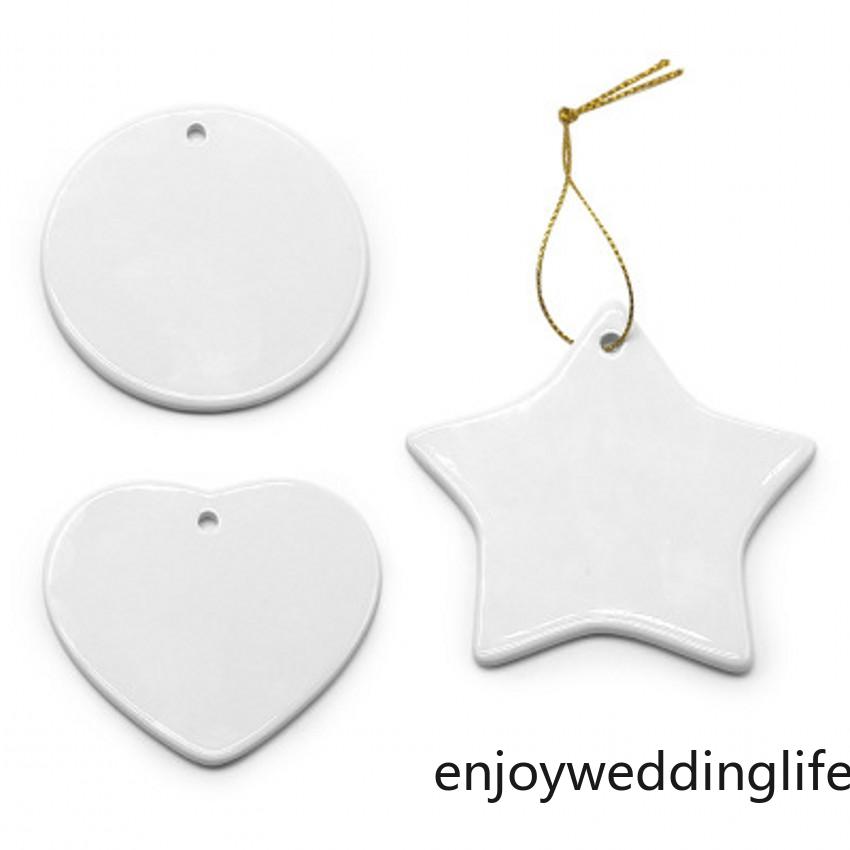 

Sublimation Blank Ceramic Pendant Creative Christmas Ornaments Heat Transfer Printing DIY Ceramic Ornament 9 Styles 2021 DHL Free