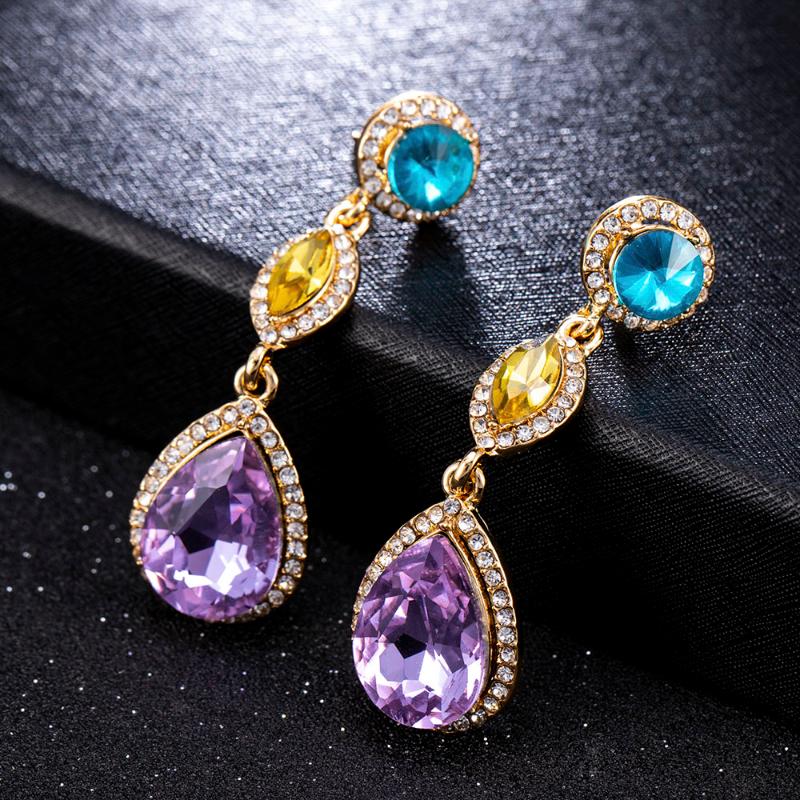 

Crystal Stone Ethnic Vintage Hanging Earrings for Women Brincos Tribal Personality Natural Dangle Drop Earrings