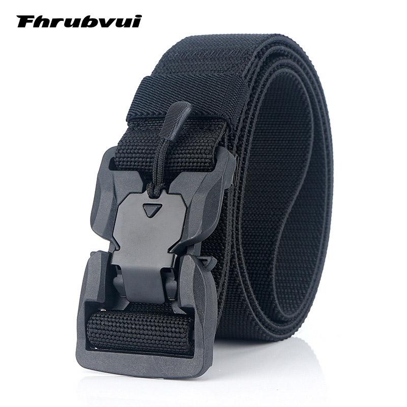

elastic tactical belt high strength elastic fiber magnetic buckle tactical belt men's outdoor sports, Brown buckle
