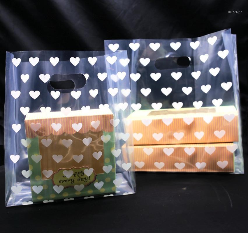 

White Heart Plastic Gift Bags, Plastic shopping bags, Retail Party Favor Bag 25pcs/lot1