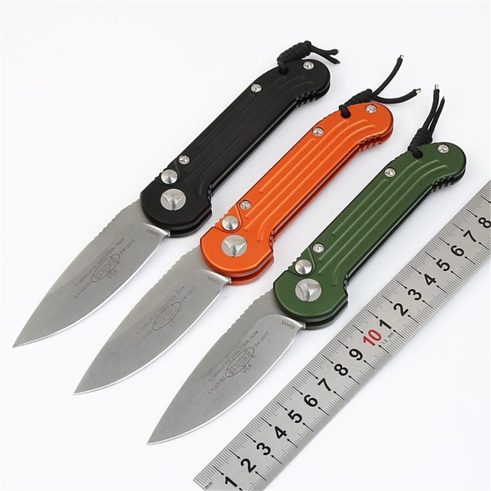 

Microtech LUDT outdoor camping knife D2 blade Aviation aluminum + built-in bearing handle EDC pocket automatic knife