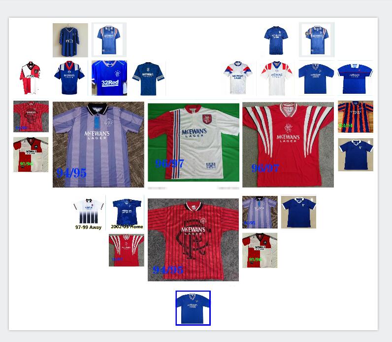 

S-2XL Retro Glasgow Rangers soccer jersey GASCOIGNE LAUDRU 1984 87 90 92 93 94 95 96 97 99 2001 02 03 vintage Classic football Uniforms, Black;yellow