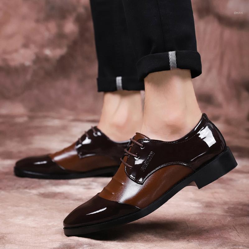

Man's Shoes Dress Shoes for Men High Quality Pu Leather Shoe Lace Up Business Flats Shoe Male Office Footware1, Bk