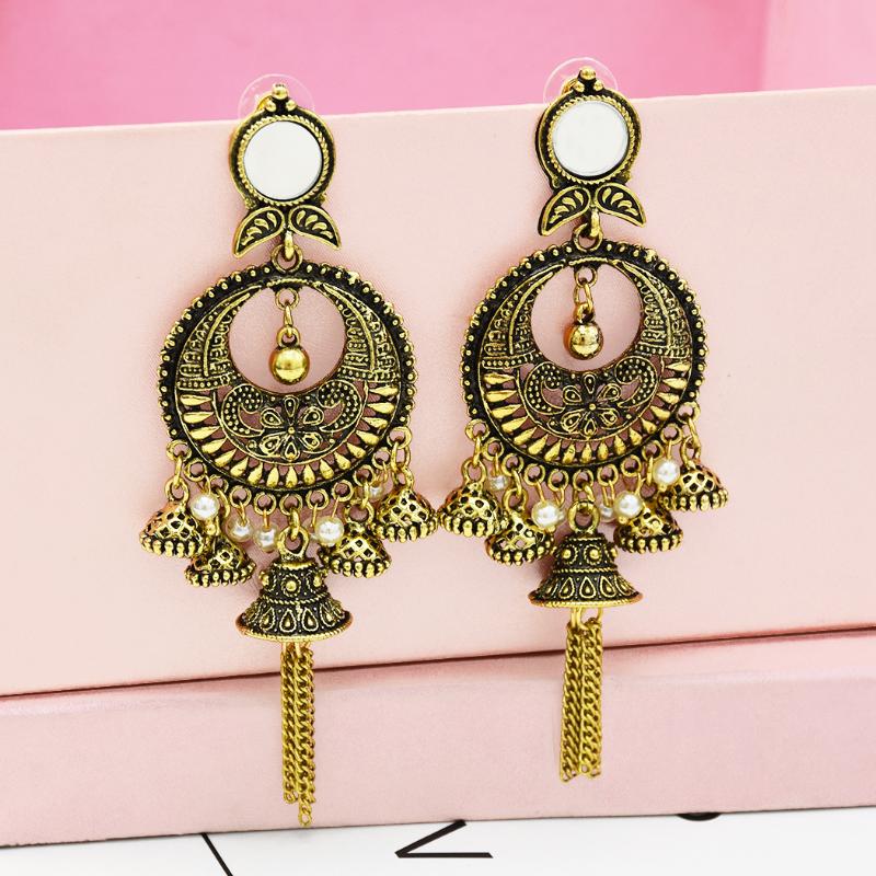 

Afghani Bohemia Tribal Oxidized Drop Dangle Big Long Tassel Earrings for Girl Ethnic Jhumka Vintage Egyptian Turk Jewelry
