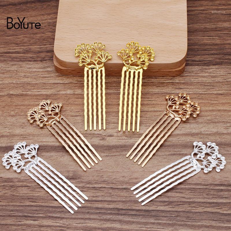 

BoYuTe Wholesale (20 Pieces/Lot) 28*24MM Pine Branch 5 Teeth Hair Comb Tiara Vintage Diy Bridal Wedding Hair Accessories1