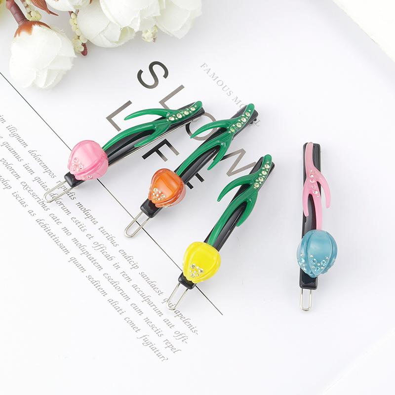 

Hair Clips & Barrettes 2021 Arrival Jewelry Accessories Acetate Solid Flower Rhinestone Korean Grips For Women Girls Hairwear