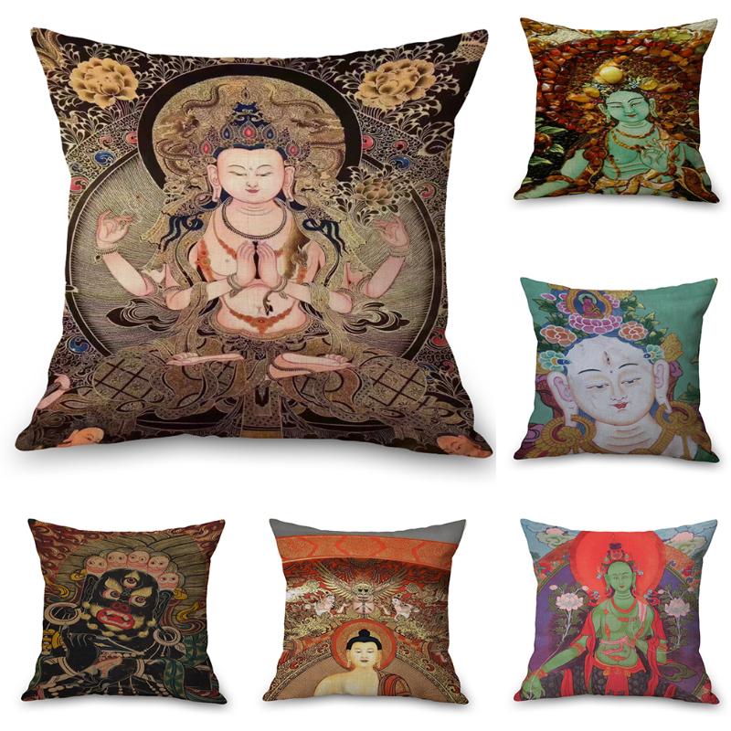 

Vintage Buddha Neck Body Pillowcase Linen Bed Travel Pillows Cover Couch Seat Cushion Throw Pillow Home Decoration