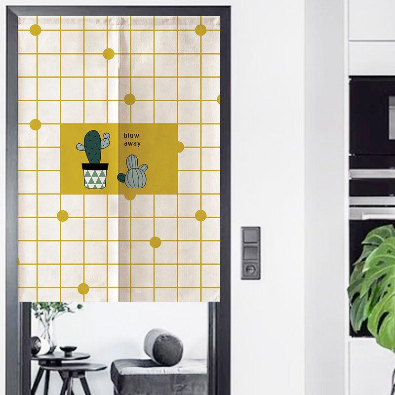 

Nordic Cactus Door Curtain Fitting Room Curtain Toilet Door Kitchen Bedroom Partition, 14