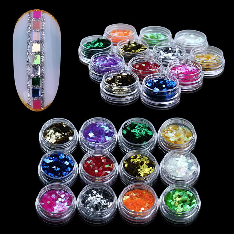 

12&24 Colors Nail Fashion Glitter Powder Sticker Nail Art Decoration Dip Powder Gem Gel Polish Holographic For Nails