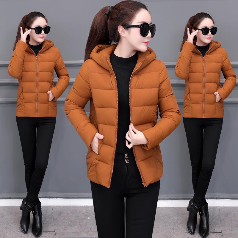 

Women's Down & Parkas Winter Hooded Jacket Warm Loose Cotton Short Outerwear Solid Large Size 5XL Female Basic Coat Student Casual Tops, Black