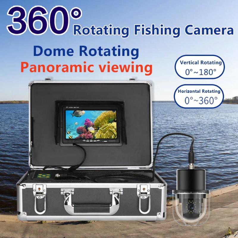 

7 Inch 20m/50m/100m Underwater Fishing Video Camera Fish Finder IP68 Waterproof 20 LEDs Dome Rotating Panoramic viewing Camera