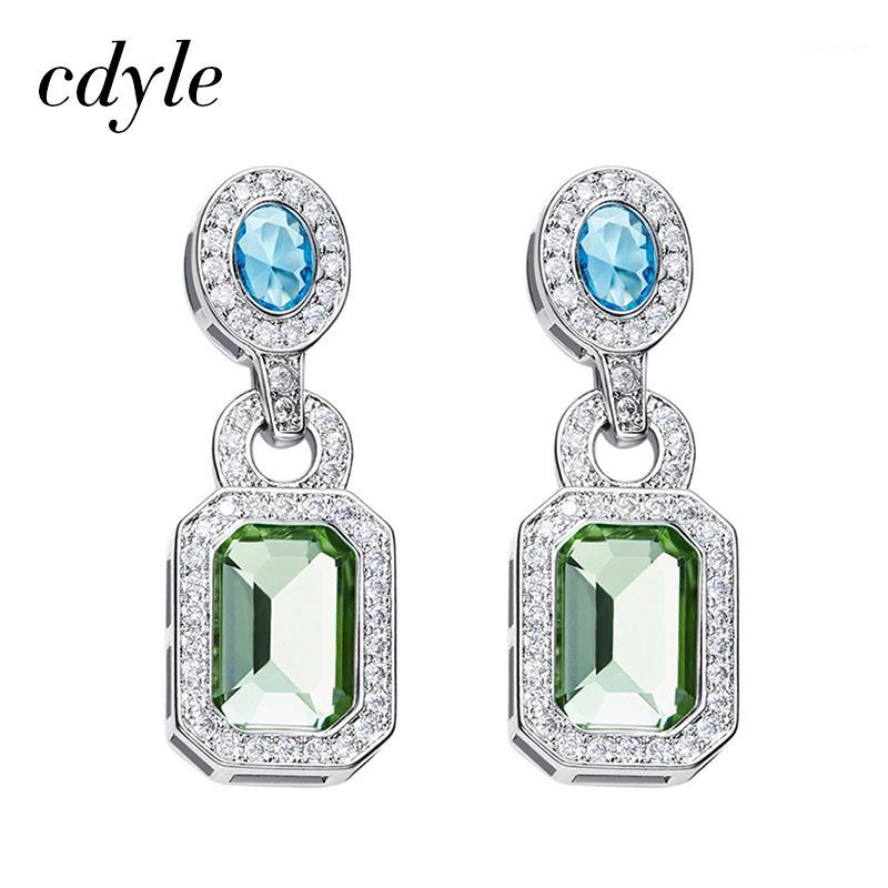 

Cdyle Vintage Earrings Embellished with crystal Earrings Women Luxury Blue Green Jewelry Austrian Rhinestone1