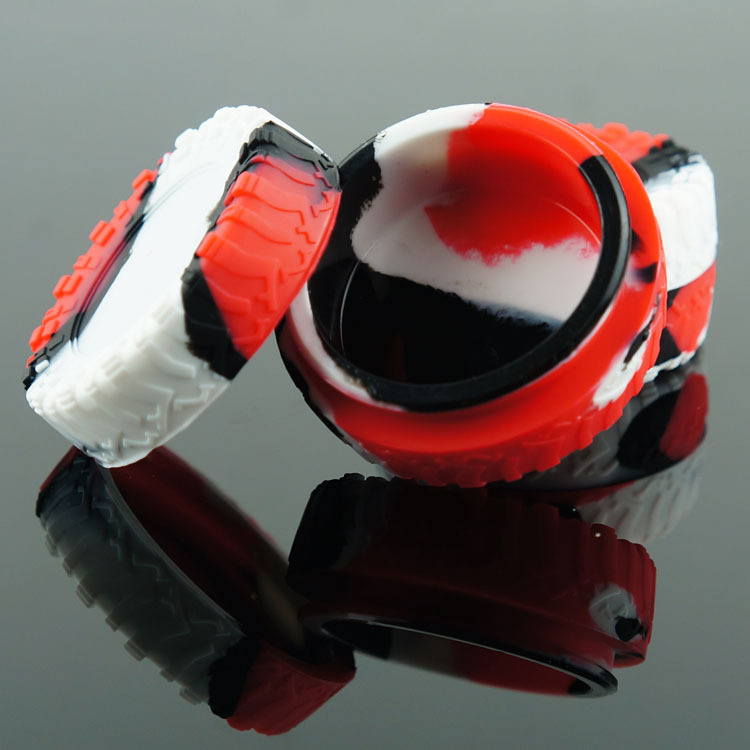 

Tyre shape Smoking Accessorie silicone wax container 23ml tire design big jars dab vaporizer oil rubber large food grade silicon dry herb box