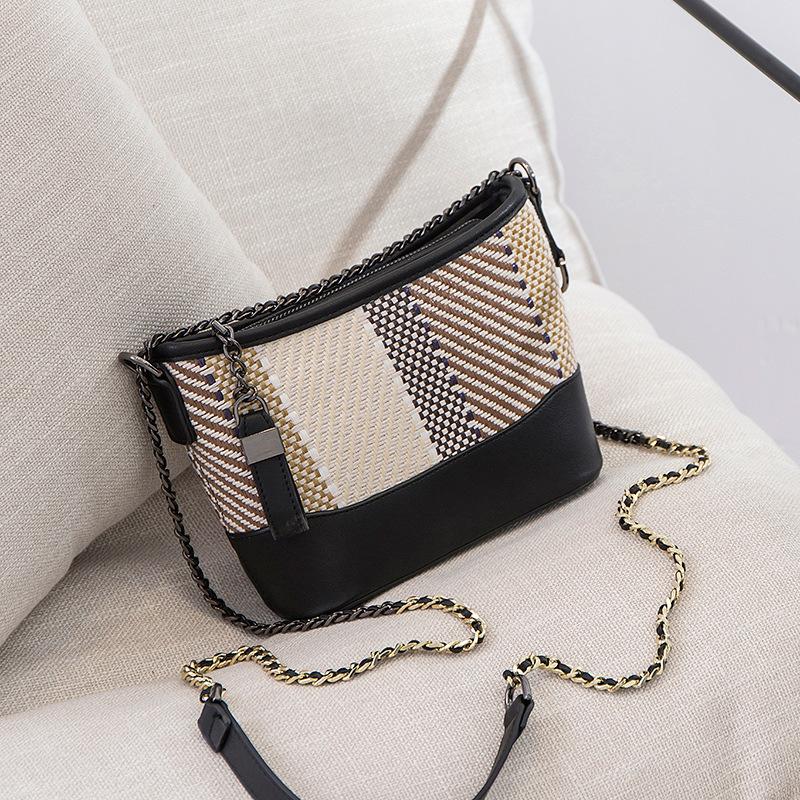 

New Pu vagrant bag lattice fashion chain women's bag, Orange