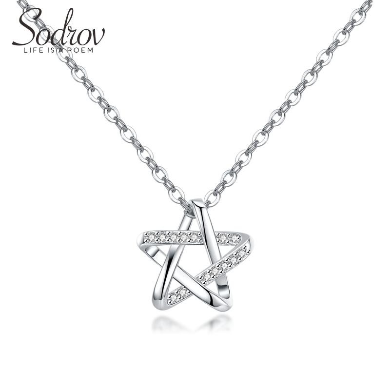 

Sodrov S925 Lucky Star Necklace 925 Sterling Silver Female Intellectual Clavicle Fine Jewelry for Women