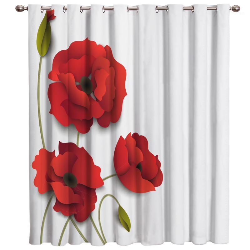 

Red Poppy Flower Window Curtains Dark Living Room Bathroom Decor Bedroom Kids Window Treatment Ideas Outdoor Curtains Curtain1, As pic