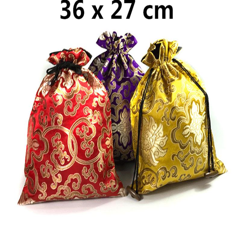

11x14.5 inch Jacquard Floral Luxury Extra Large Gift Bags Christmas Chinese Silk Brocade Drawstring Pouches Shoes Dust Covers