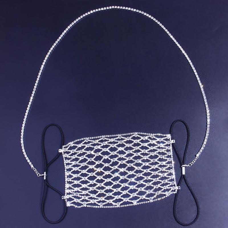 

2020 Fashion Luxury Rhinestone Long Chain For Mask Holder Accessories Novelty Hangable Crystal Mask Chain Necklace Strap Rope