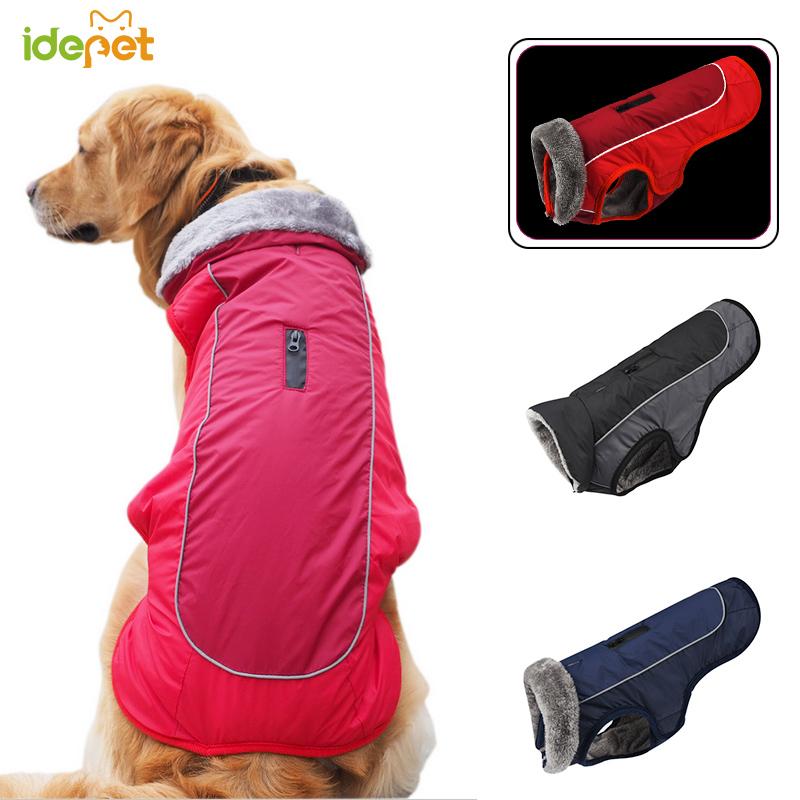 

Reflective Pet Dog Clothes Waterproof Dog Coat Pet Jacket Puppy Vest Thickness Warm Outfit Clothing for Big Dogs -XXXL 35, Black