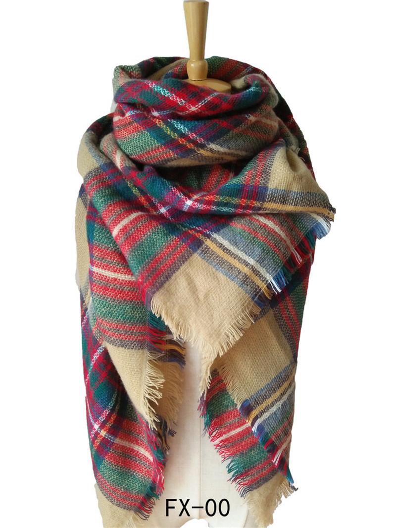 

2020 winter Plaid cashmere Scarf Women Big Square Scarves Warm wool lady Shawls and wraps female Blanket scarf foulard