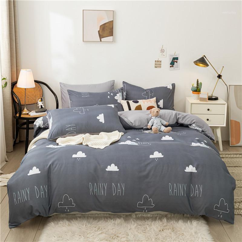 

Winter Bedding Sets Gray Duvet Cover Sets Pillowcases 3/4pcs White Cloud Quilt Cover  Full Single King Bedclothes1, Style 10