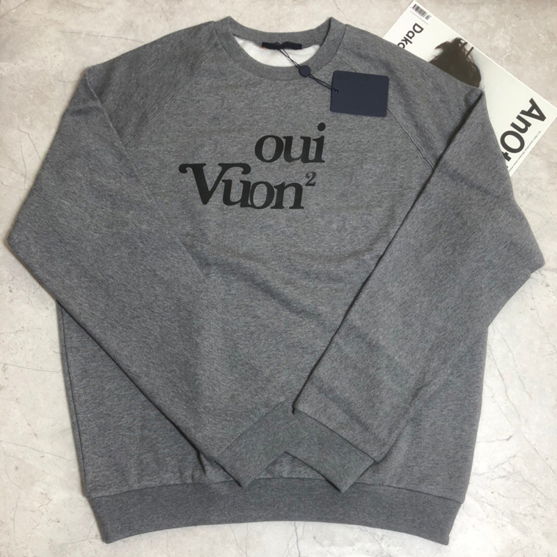 

2020AW Classic Letter Print Sweatshirt Men Women Fashion Simple Casual Pullover High Street Crewneck Sweater Long Sleeve Hoodies, Gray