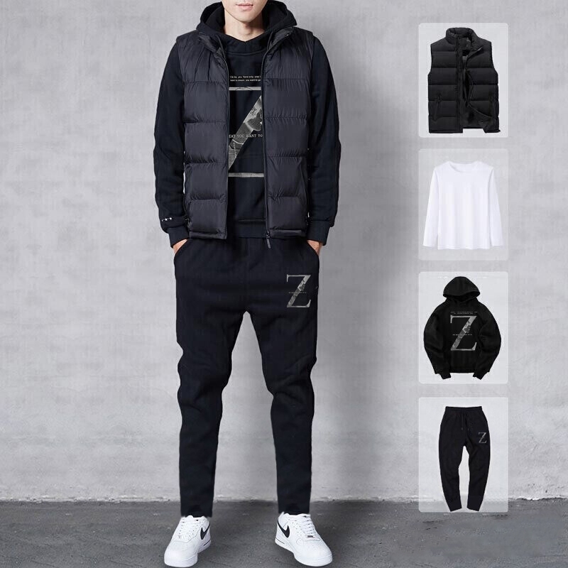 

Thick Warm Sets Tracksuit Men Autumn Winter Hooded Sweatshirt Drawstring Outfit Sportswear Male Suit 2-4 Piece Set Casual 201201, 216-2