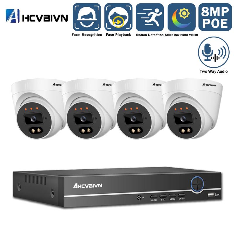 

H.265 4CH 5MP POE NVR Kit CCTV Camera Security System Kit Two-way Audio Video Surveillance Set HD IP Monitoring Camera System