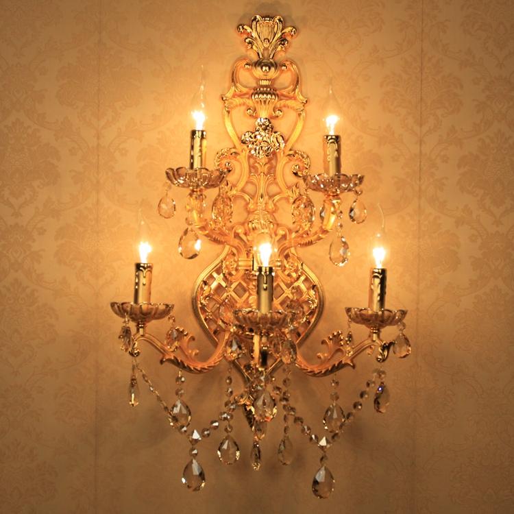

5 heads large crystal Wall Lights mirror LED Candle Lighting for Home Living Room Hotel wall Lamp Bar Wandlamp E14 sconces