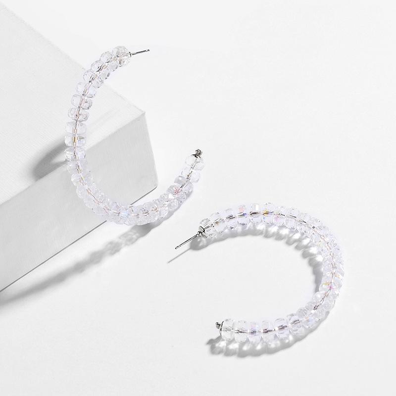 

Fashion Jewelry Bijoux Glass Crystals Big Hoop Earrings for Women Korean Style Trendy Earring