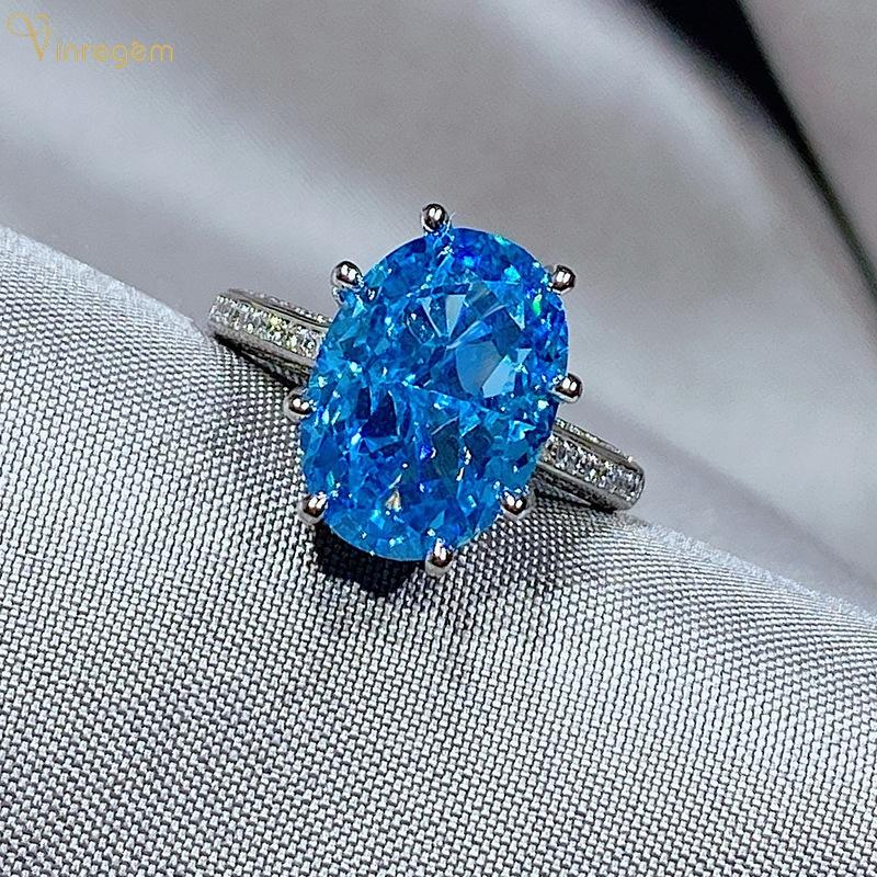 

Cluster Rings Vinregem 100% 925 Sterling Silver Oval Cut Moissanite Gemstone Wedding Party Anniversary Pashion Women Fine Jewelry Gifts, Golden;silver