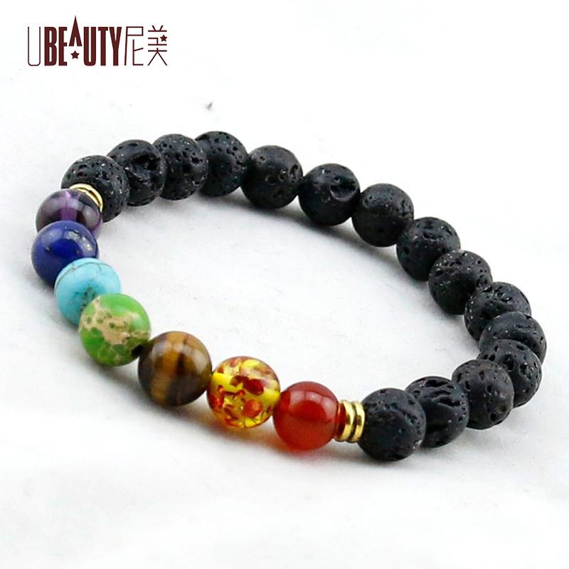 

2020 Fashion 8mm energy volcanic stone Healing Balance Beads Chakras Bracelets For Women Yoga Nature Stone Bracelet jewelry gift