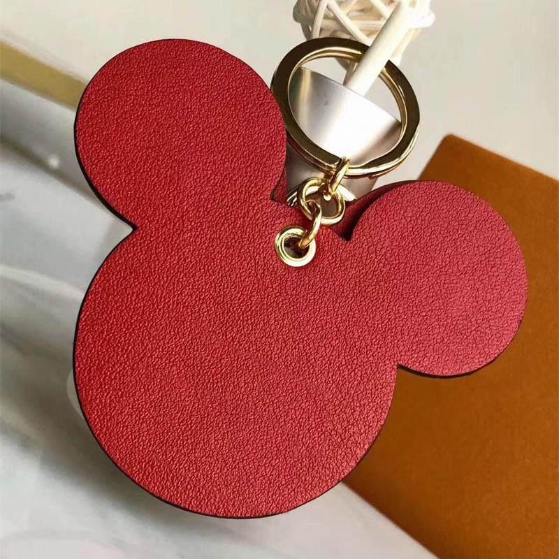 

Plaid Mouse Designer Bow Keychains PU Leather Animal Bag Pendant Charm Girls Cars Keyrings Chains Holder Fashion Women Key Ring Jewelry