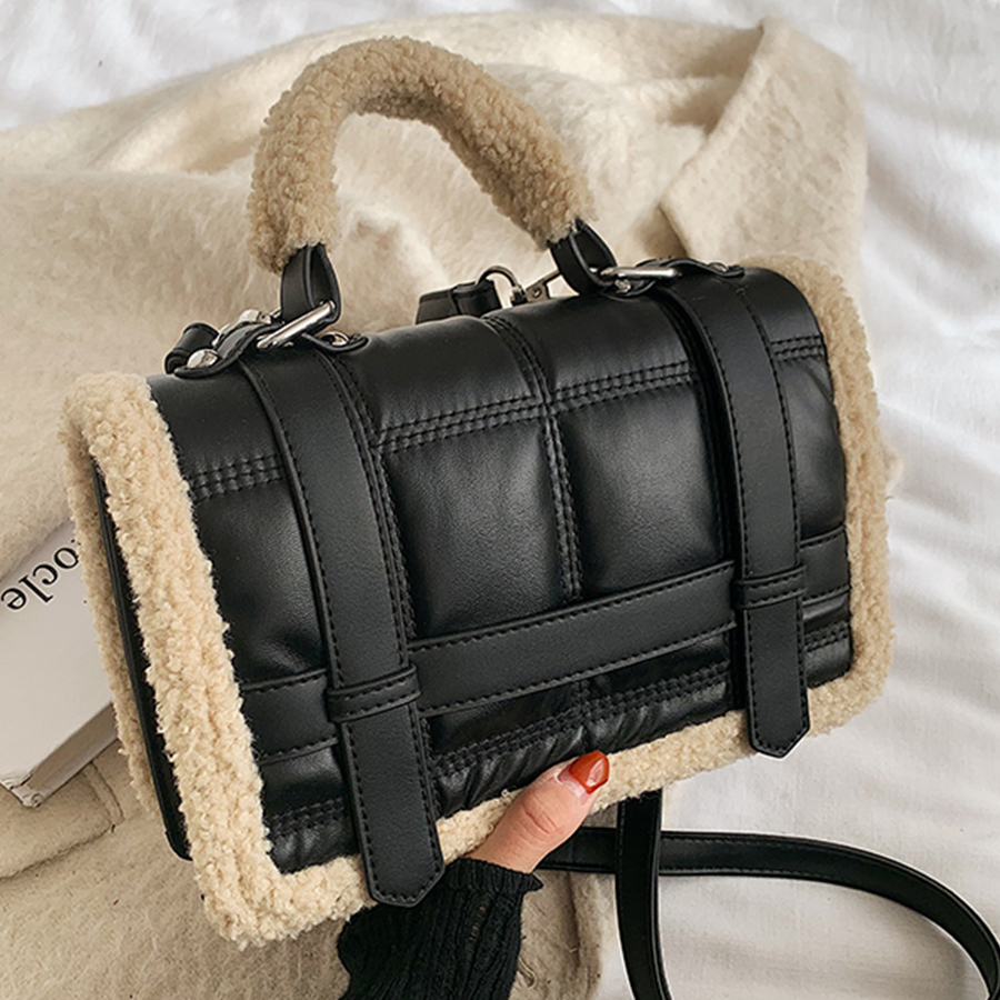 

Fashion brand women's purse lambswool plutonium leather shoulder crossbody for women 2021 bag designer courier bags, Black.