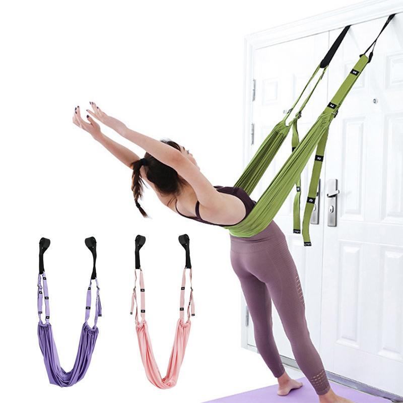 

Adjustable Aerial Yoga strap Hammock Swing Stretch belt Women Men Stable Home Yoga Exercise Trainer with Door Anchor1, Green