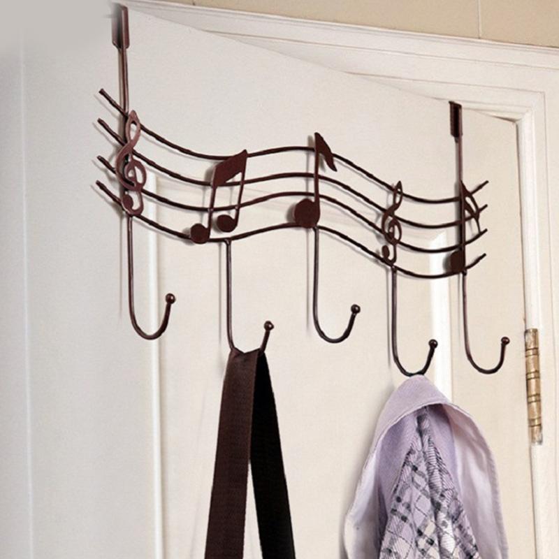 

Wavy Musical Notes 5 Hooks Wall Mounted Coat Rack Clothes Door Hanger Elegant 11UA