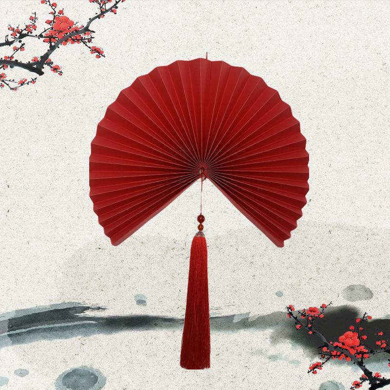 

Party Favor Chinese Red Paper Folding Fan Wall Decoration Hanging Package Large Printed Gift Folded Decorative Fans1