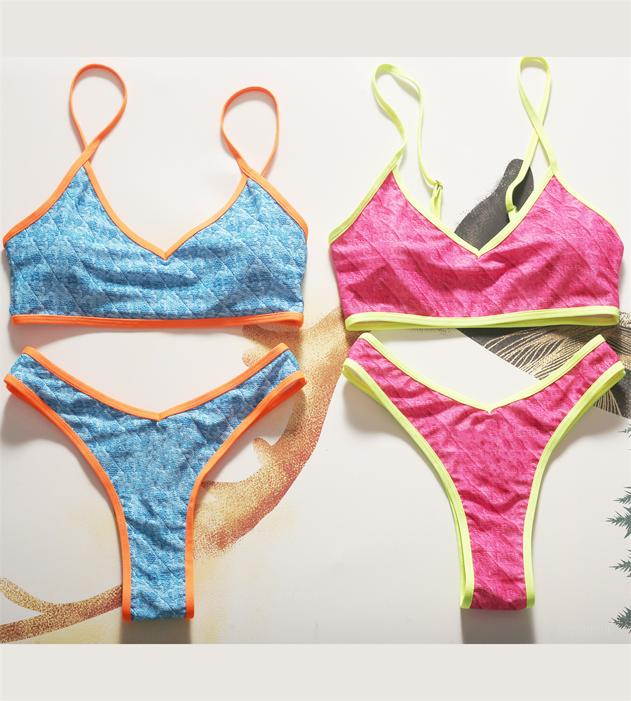 

Hot Swim Wear Skims Swimsuit Bikini Set Women Two-piece Swimwear With Pads Bathing Suits Small Letter Sexy Candy Color