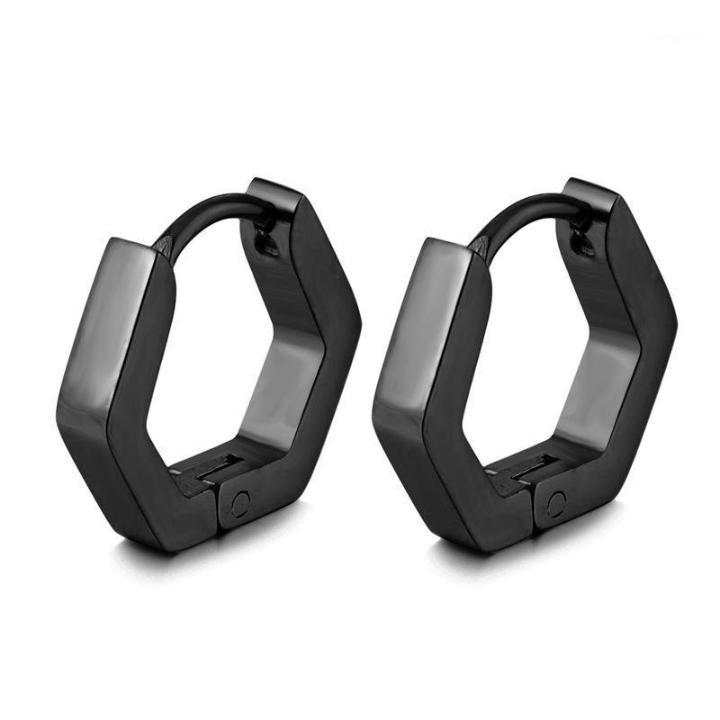 

hexagon studs Wholesale Fashion Black color Stainless Steel Earrings Women Men's Punk Gothic Stud Earring For men1