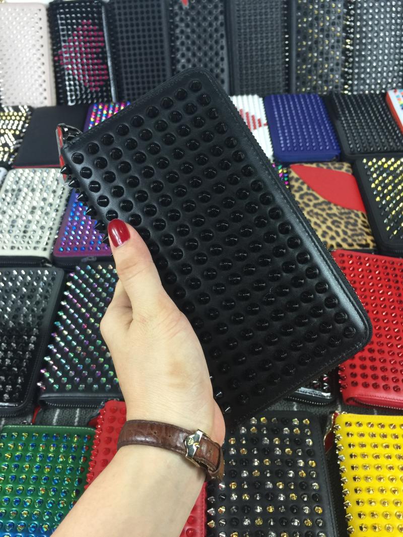 

Women Men Wallets Panelled Spiked Clutch Bags Patent Leather Rivets bag Clutches Long Purses Spikes Girls Boys Wallet With Box