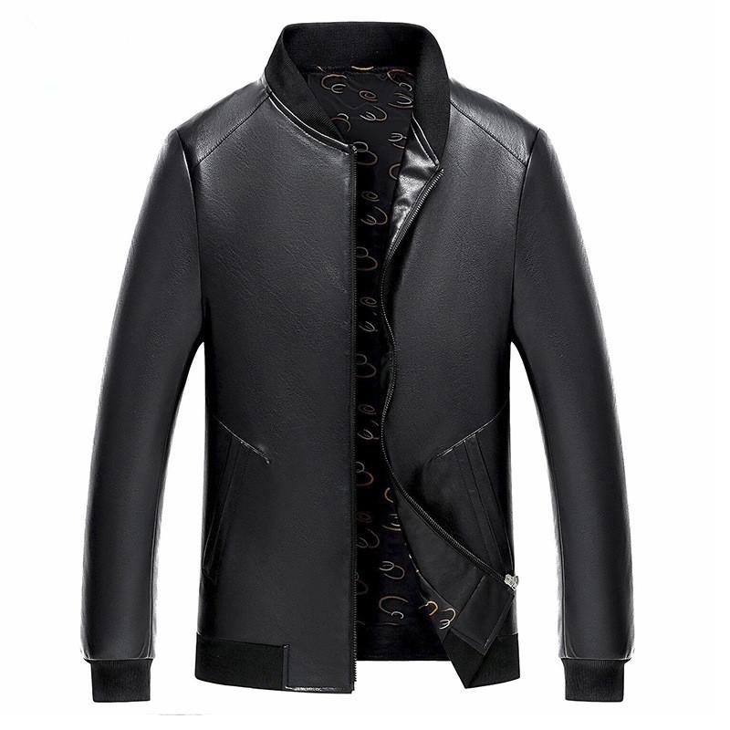 

Mens Clothes 2020 Faux Leather Jackets Casual Coats Windbreaker Spring Autumn Outerwear Overcoat Big Sizes -4XL Father tops, Black