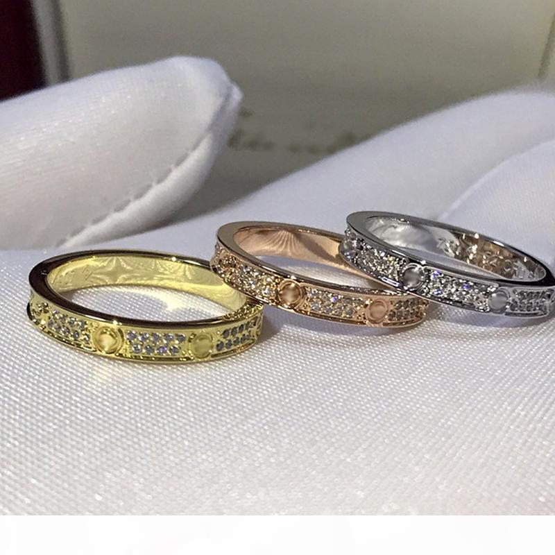 

Women's Love Diamond Ring Full Diamond Rose Gold Love Ring Fashion Charm Titanium Steel Ms. Eternal Starry Diamond Rings Band Rings