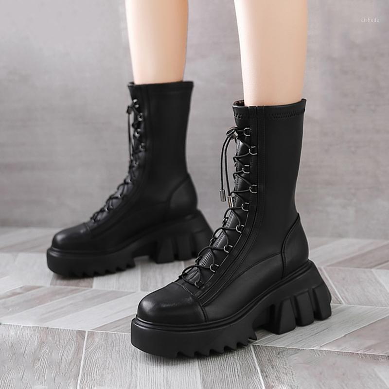 

Goth Boots Female Women Shoes Platform Boots For Women Fashion Booties Woman Luxury Designer Shoes Ladies knight Black1, Black