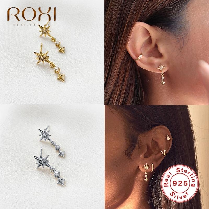 

ROXI Sparkling Polaris Zircon Crystals Stud Earrings for Women Wedding Earrings Piercing Star 925 Sterling Silver Jewelry Gift