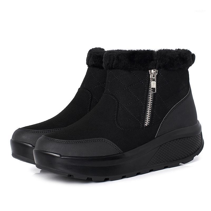 

New Non-slip Warm Snow Boots Women Winter Cotton Padded Shoes Chunky Platform Ankle Boots Thick Plush Women's Sneakers 20201, Black