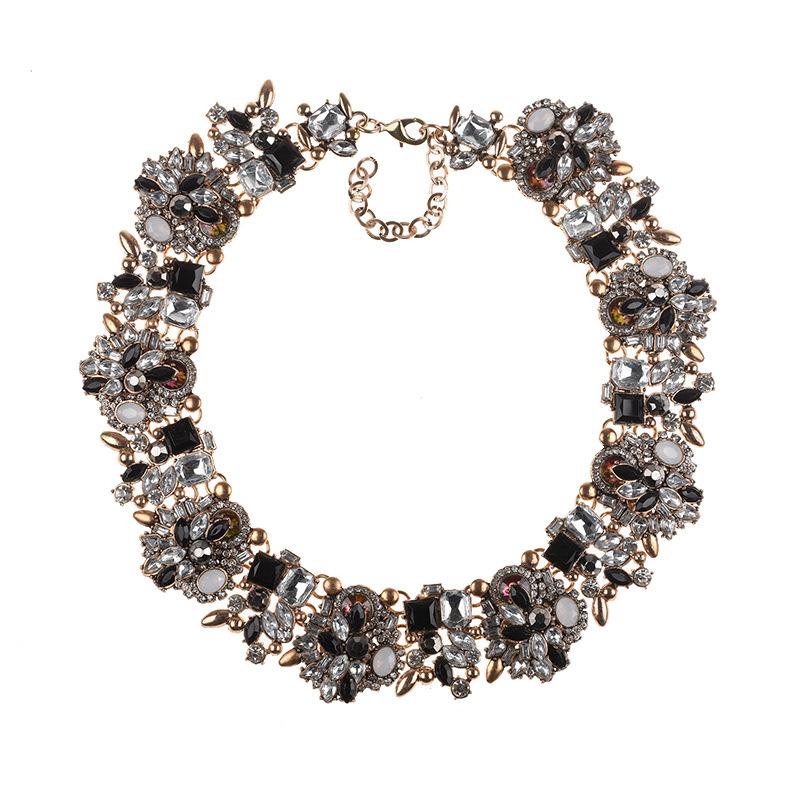 

Luxury Crystal Rhinestone Large Collar Chokers Necklaces Women Wedding Fashion Jewelry Statement Big Bib Choker Necklace