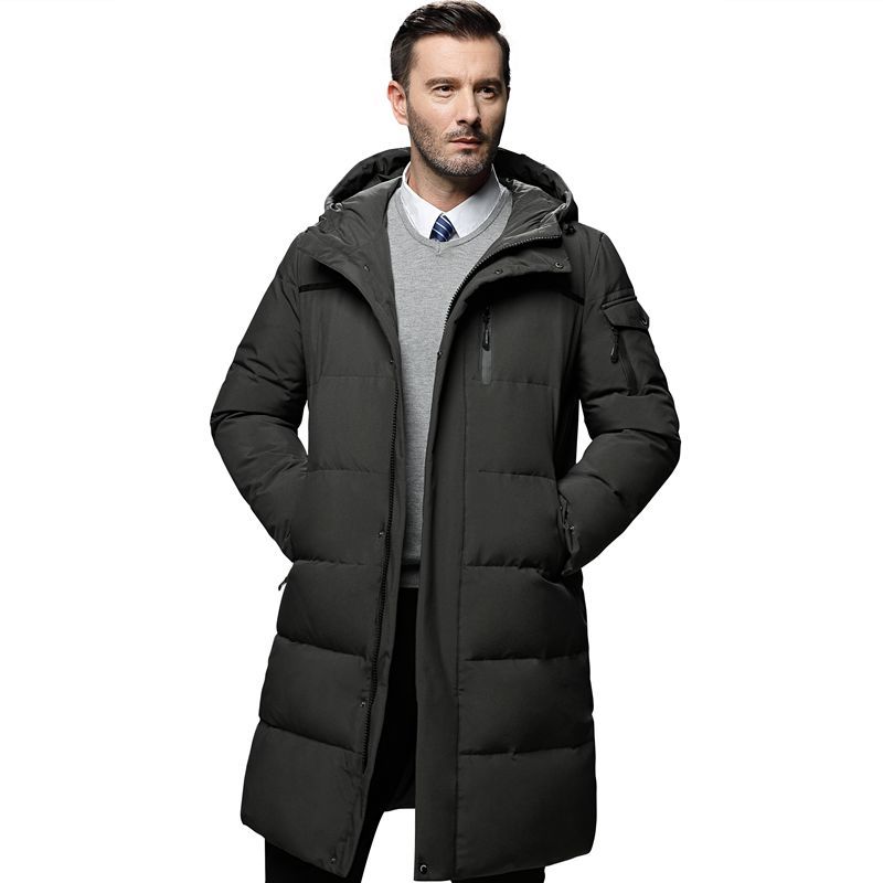 

High quality 90% white duck winter of men in hoodie warm down male long puffer M-5XL jacket, Regulation 124;dark grey section 124